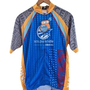 Blue and Yellow Soldier Ride Cycling Jersey